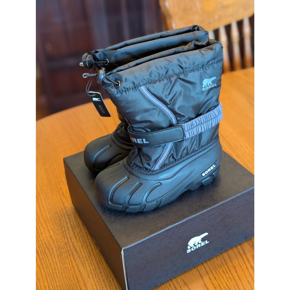 Sorel Children's Flurry Boot Insulated Winter Boots Size 12 Black City Grey - Picture 3 of 10